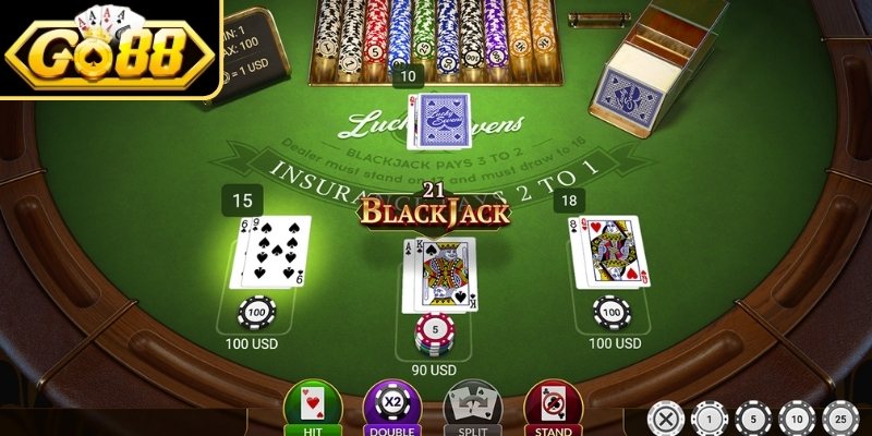 Một số hành động được sử dụng trong ván Blackjack GO88